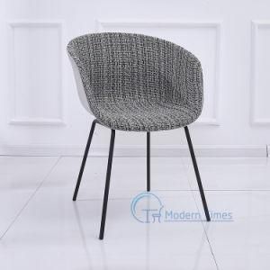 Outdoor Furniture Modern Design PP Backrest Fabric Cushion Cup Seat Black Lacquered Legs Outdoor Dining Chair