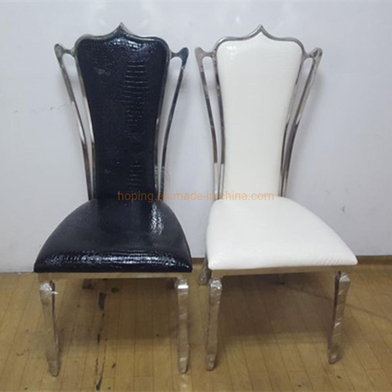 Crystal Back China Wholesale Stainless Steel Restaurant Furniture Square Dining Table Chair Home Furniture Modern Hotel Chair