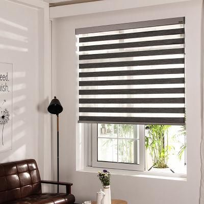 Zebra Blinds Custom Made Blackout Double Layer Roller in Black Window Curtains for Living Room 8 Color Are Available