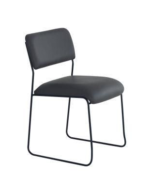 Dark Grey Fabric Seat and Back Dining Chair with Metal Frame for Commercial Coffee Shop Use