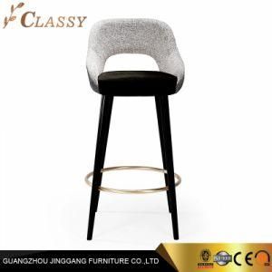 Modern Durable Fabric Bar Chair Bar Stool with Black Legs