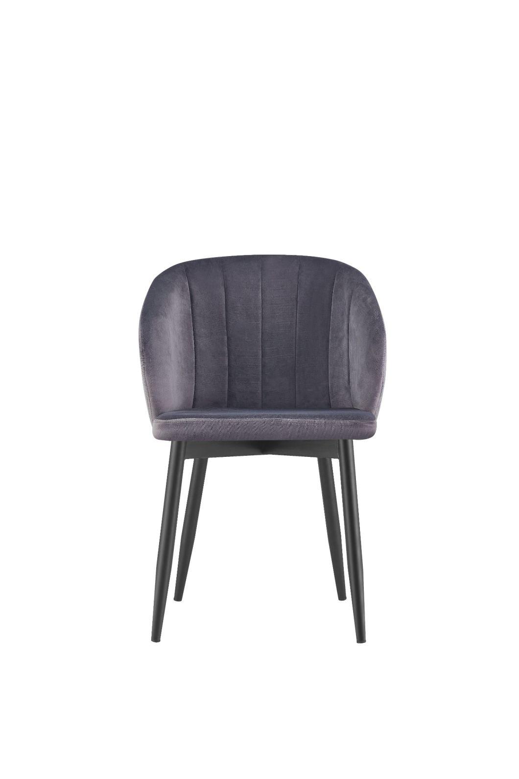 Popular Restaurant Chair Comfortable Back Velvet Fabric Metal Dining Chair