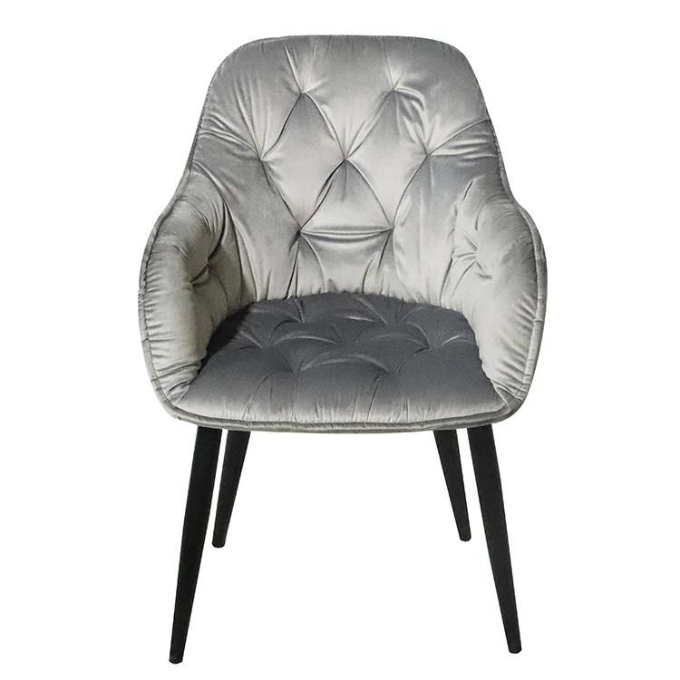 Fast Shipment Wholesale Hot Selling Iron Leg Modern Nordic Grey fabric Dining Chair