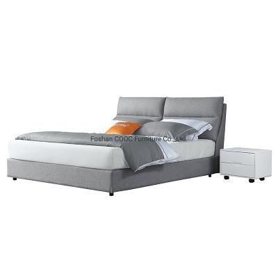 Minimalist Modern Bedroom Furniture Grey Fabric King Size Bed