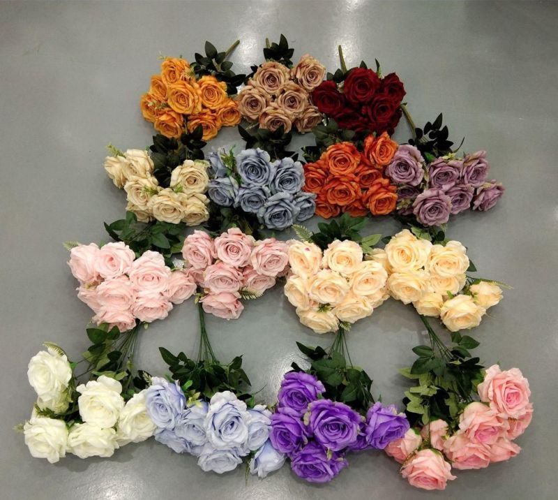 Artificial Fabric Rose Flower Bouquets Arrangement Wholesale Wedding Flowers