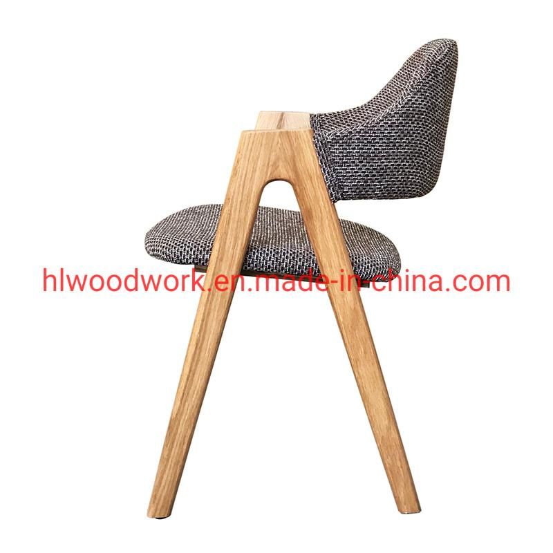 Oak Wood Tai Chair Oak Wood Frame Natural Color Brown Fabric Cushion and Back Dining Chair Coffee Shop Chair Office Chair