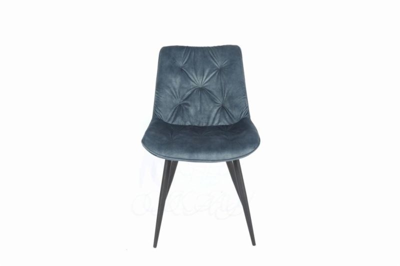 Modern Furniture Velvet Fabric Dining Chair with Steel Tube Painting Legs