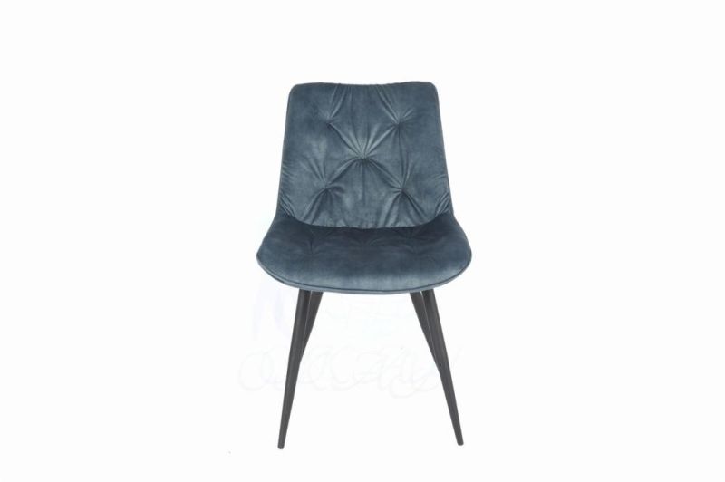 Modern Furniture Velvet Fabric Dining Chair with Steel Tube Painting Legs