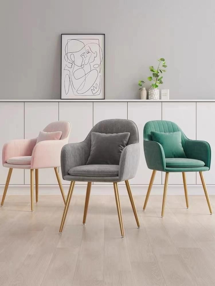 Okay Nordic Style Design Modern Room Furniture Velvet Metal Leg Dining Chair