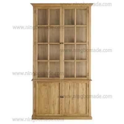 Classic French Countryside Vintage Style Antique Corner Colletion Solid Oak Wood Nature Oil 2 Doors Cupboard Hutch Cabinet