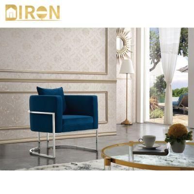 New Fashionable Luxury Soft Fabric Dining Seating Stainless Steel Frame Chair