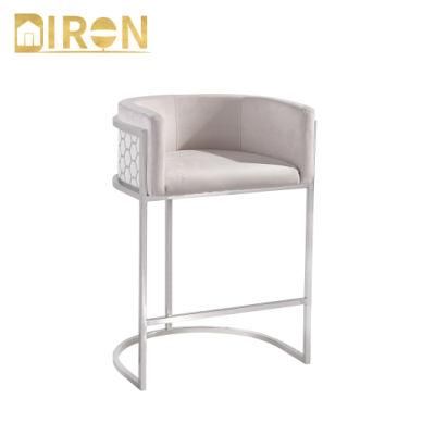 Wholesale Modern Home Dining Furniture Metal Legs Upholstered Velvet Dining Bar Chairs