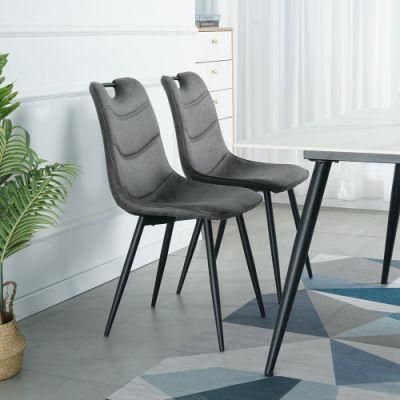 Popular Dining Room Furniture Fabric PU Leather Dining Chairs with Metal Legs