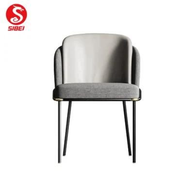 Modern Style Restaurant Furniture Brushed Fabric Metal Legs Dining Chair