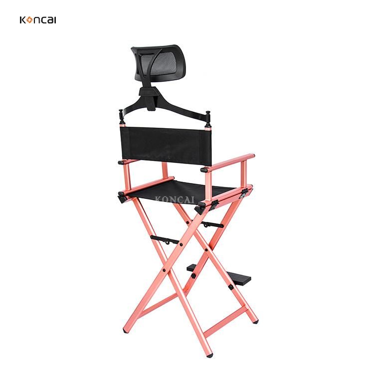 Koncai Best Selling Aluminum Folding Chair Makeup Case Chair Beauty Salon Chair with Headrest