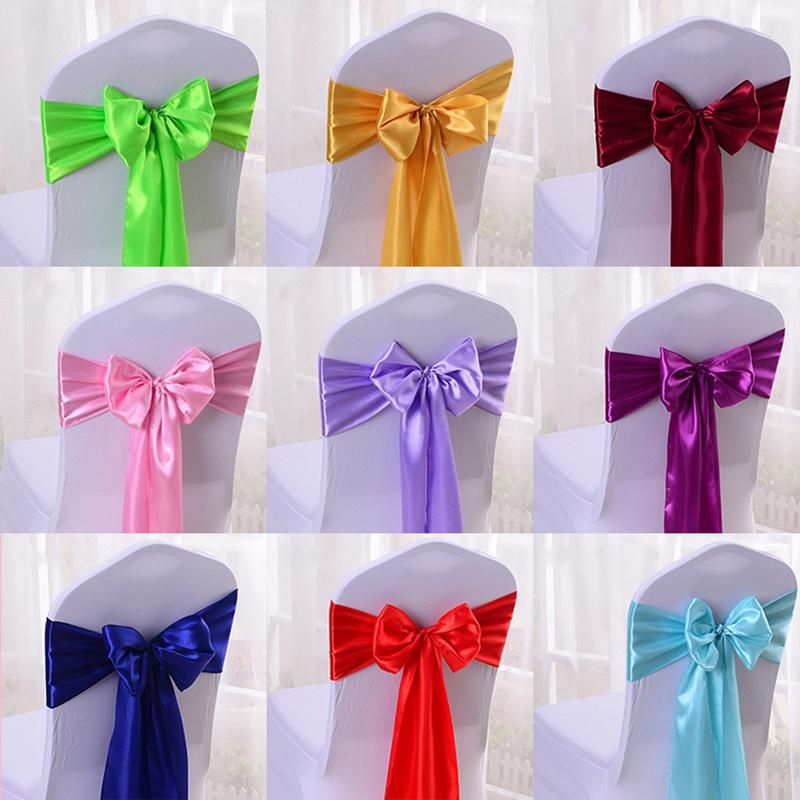 10PC Soft Satin Chair Bow Sashes Wedding Indoor Outdoor Chair Ribbon Chair Ties for Party Event Hotel Banquet Decorations