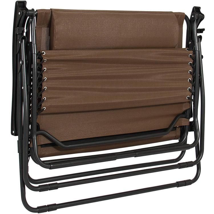 Zero Gravity Chair in Black Powder Coated Steel Frame Double Bungee Support
