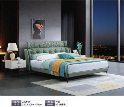 Luxury Modern Wooden Home Hotel Bedroom Furniture Bedroom Set Wall Sofa Double Bed Leather King Bed (UL-BE5001)