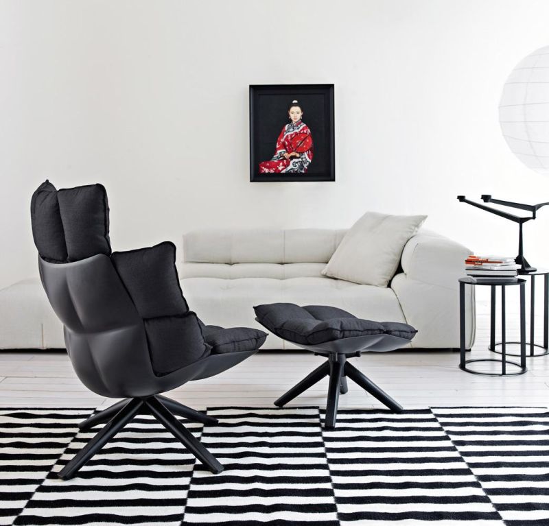 Husk Swivel Fabric Lounge Chair for Living Room
