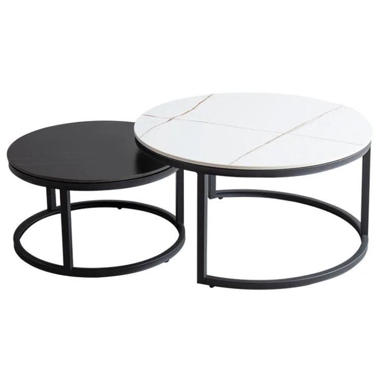 Modern Home Living Room Furniture Side Table Metal Frame Marble Coffee Table Set