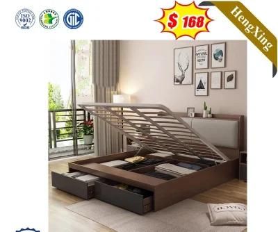 Modern Hotel Bedroom Sets Furniture MDF Material Wooden Walnut Color Sofa Bed with Mattress