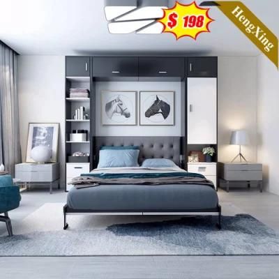 Adjustable Modern Wooden Home Hotel Bedroom Furniture Storage Double King Bed Wall Sofa Bed (UL-22WB036)