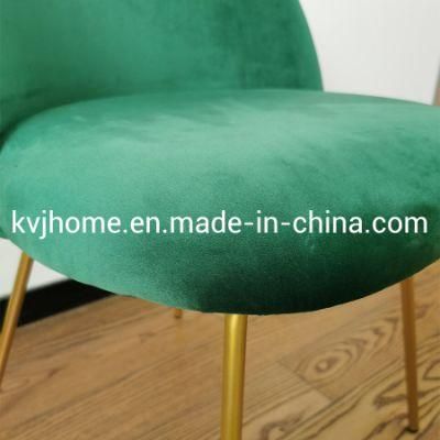 Kvj-7107 Modern Green Upholstered Chair with Iron Legs