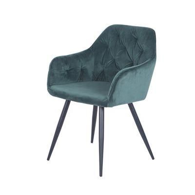 Home Living Room Furniture Fabric Velvet Black Metal Legs Dining Room Chair for Restaurant Chair