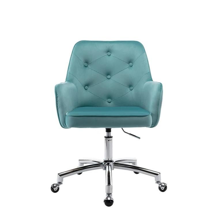Office Furniture Modern Comfortable Cushion Velvet Surface Metal Legs Colored Office Chair