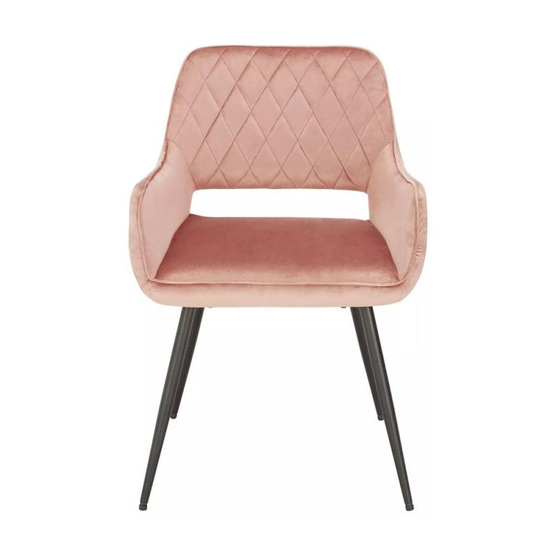 Wholesale Designer Nordic Home Indoor Comfortable Pink Velvet Fabric Dining Chair