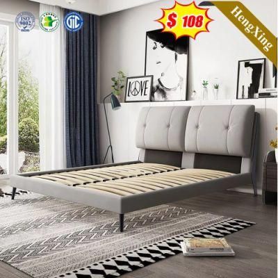 Hot Sell Fabric Style Middle Backrest Wooden Bedroom Beds