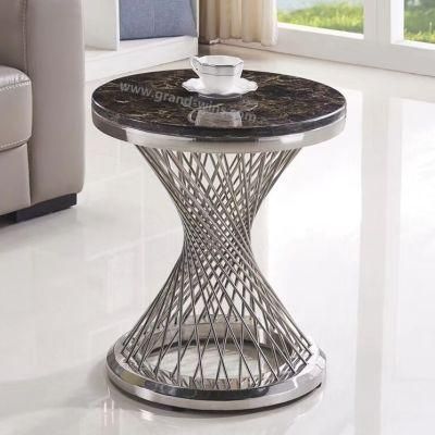 Hot Sale Design Stainless Steel Marble Top Side End Table
