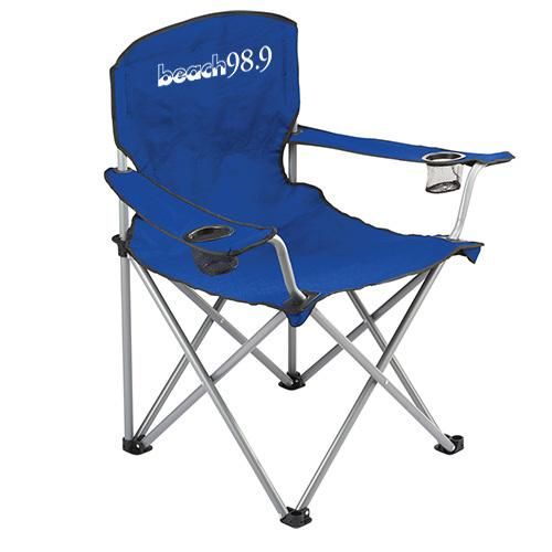 Customized Deluxe Outdoor Portable Folding Camping Chair with Side Table and Pocket
