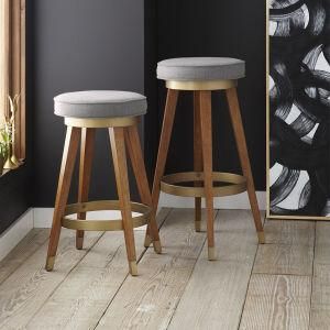 Wooden Cream Fabric 24inch Swivel Pub Counter Bar Stools