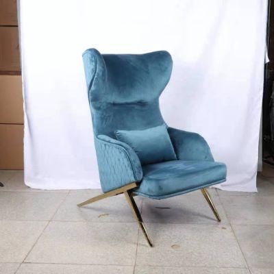 High-Quality Artificial Manufacturing High Back Customized Flannel Fabric Stainless Steel Dining Chair for Sale