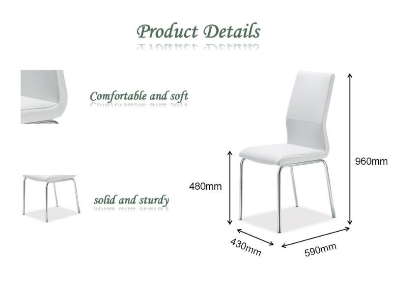 Home Chair Modern Dining Room Restanrant Furniture High Back Upholstered PU Leather Metal Legs Dining Chair