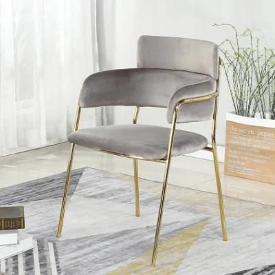Modern Stylish Velvet Cushion Golden Leg Restaurant Dining Chair