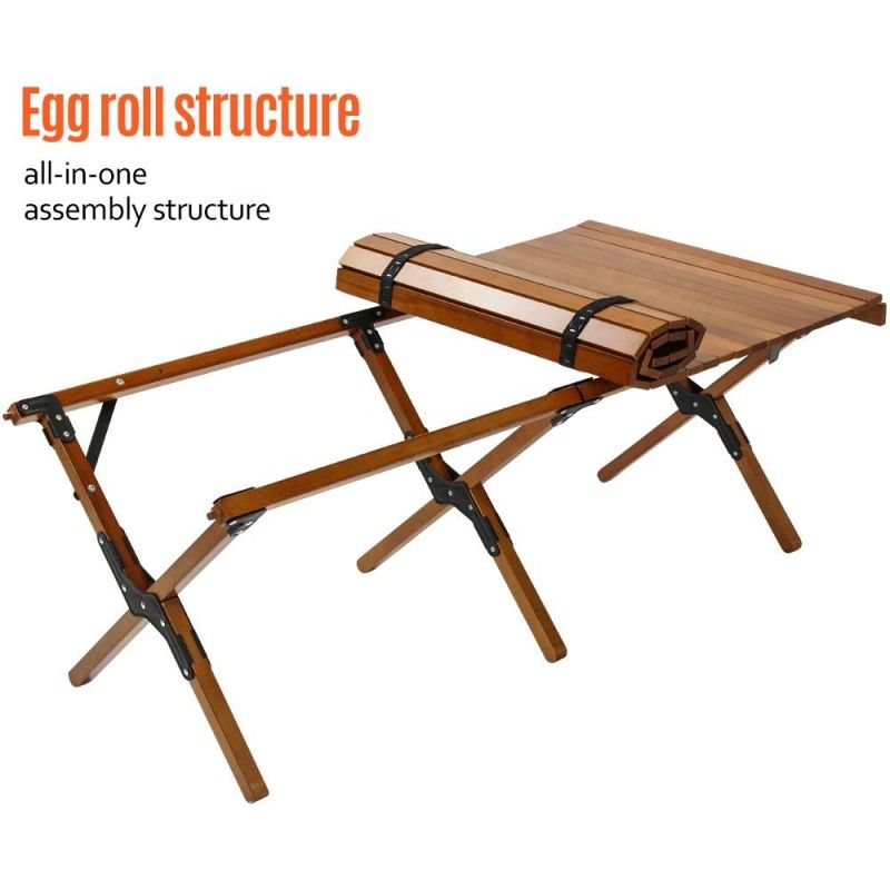 Outdoor Portable Wooden Table Folding Picnic Table Camping Foldable Table