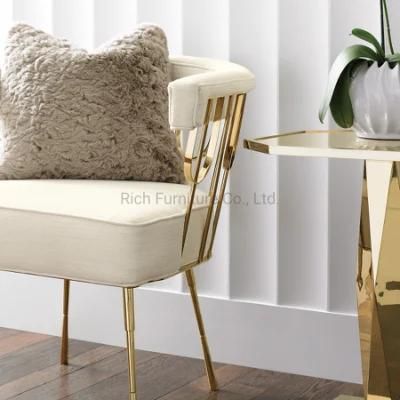 Living Room Furniture Leisure Chair Dining Chair Fabric Lounge Chair with Golden Metal Leg