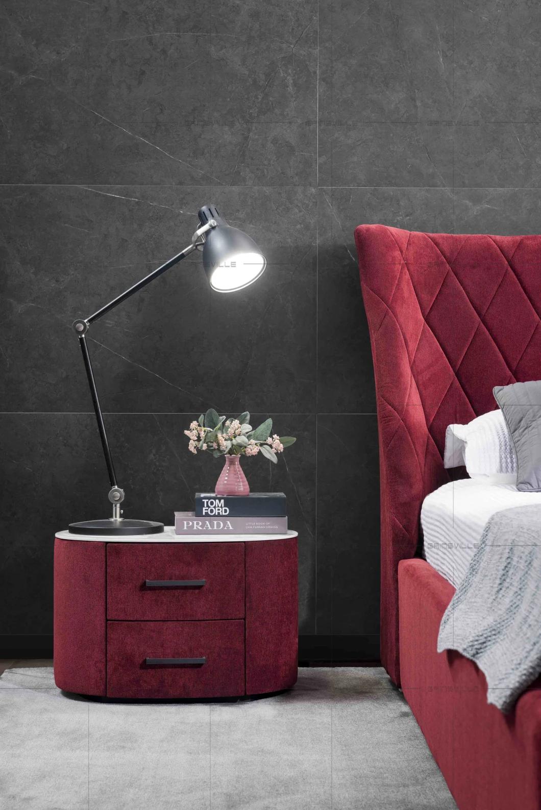 2020 New Designed Bedroom Furniture Set Velvet Material Luxury Hotel Bed Made in China