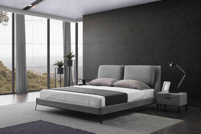 Gc1819 Home Furniture Manufacturer Soft Fabric Bedroom Set Leather Bed in Modern Furniture