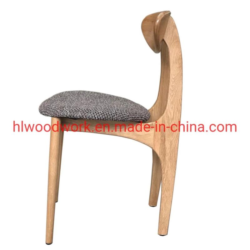 Dining Chair Oak Wood Frame Natural Color Fabric Cushion Brown Color B Style Wooden Chair Furniture Office Chair