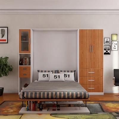 Customized Factory Vertical Electric Lift Wardrobe Murphy Wall Bed with Socket