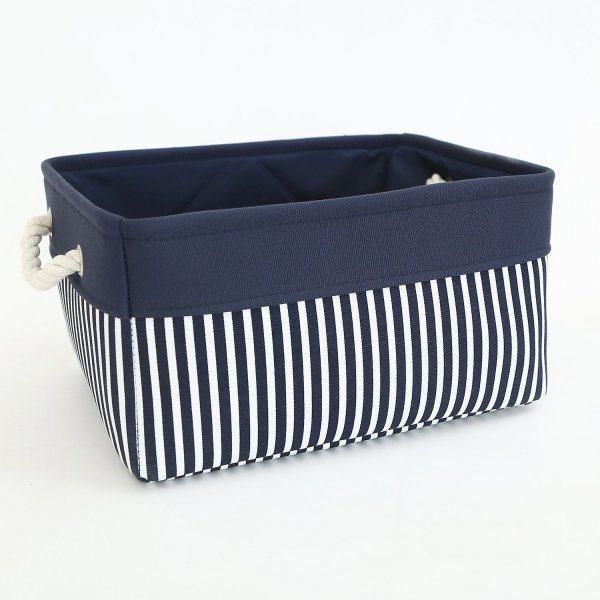 Basics Fabric Storage Basket Container with Rope Handles, Medium