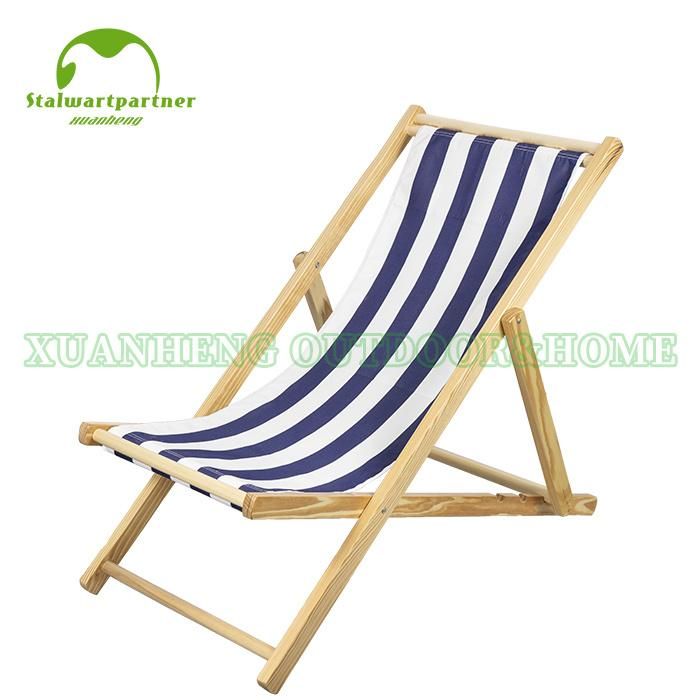Foldable Outdoor Wood Sling Beach Deck Chair