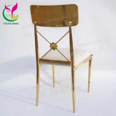 Ycx-Ss57 Foshan Modern Gold Tube White Dining Stainless Steel Wedding Chairs