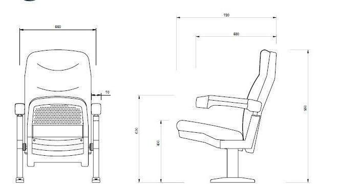 Metal Wood Fiber High Grade Spectator Chair Theater & Auditorium Seats