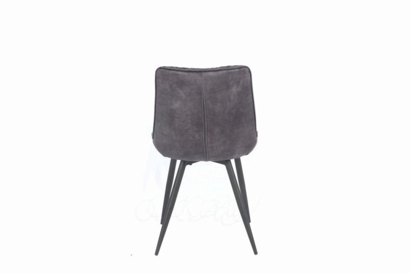 Eurpon Design Velvet Fabric Black Metal Legs Dining Room Chair