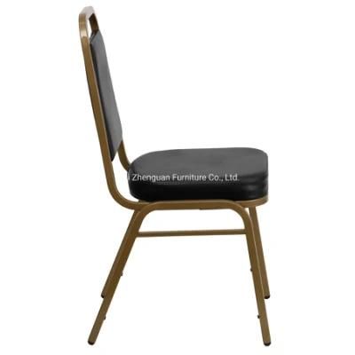 Professional Manufacturer of Stackable Ascot Black Vinyl Metal Steel Square Seat Dining Banquet Chair (ZG10-002)