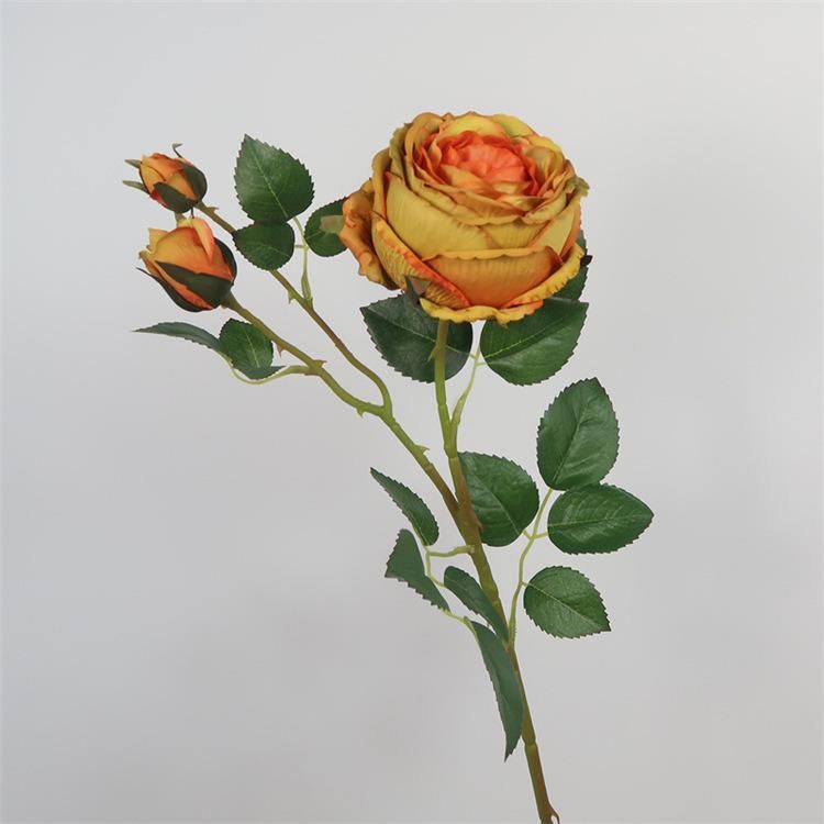 3 Heads Artificial Fabric Rose Flower Arrangements Bouquet for Party Garden Wedding Decor